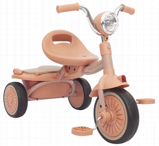 Składany Trójkołowy Rower, Dla Dzieci, Mały Bagażnik Z Klapką, Kolor Różowy