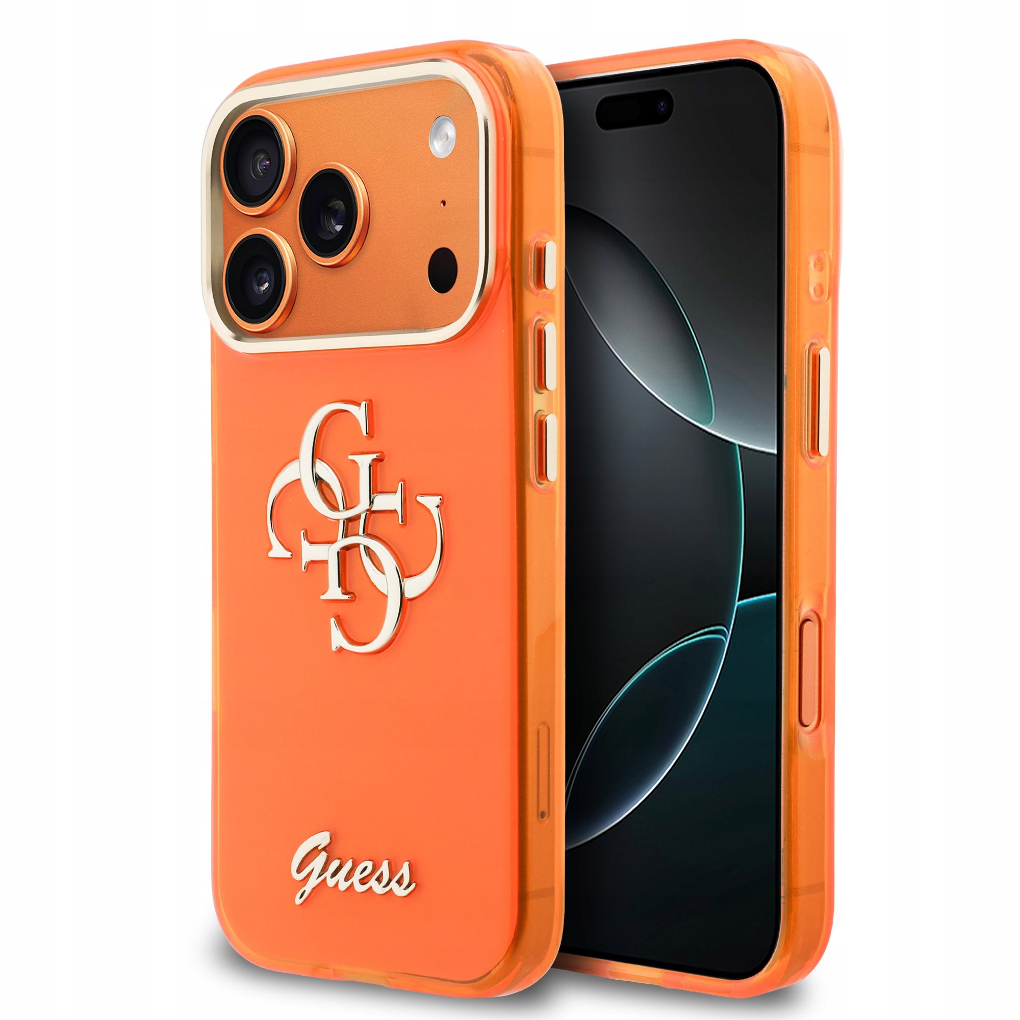 Etui Guess IML 4G Script Metal Logo Case for iPhone 17 Pro Orange, cover