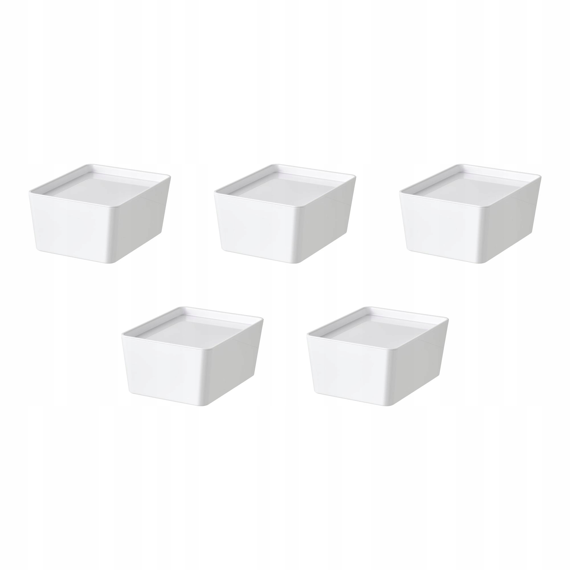 5 ks Kontejner s víkem Kuggis bílý 13x18x8 cm pro organizaci