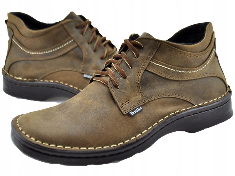 MĘSKIE POLSKIE TRZEWIKI SKÓRZANE 253 BRĄZ 42 Rozmiar 42