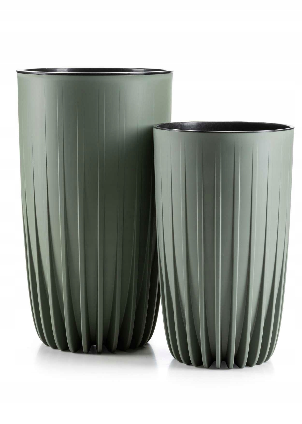 Zestaw donic szarozielonych Doniczki donica Wysoka Duża Z Wkładem 2szt