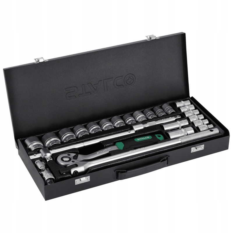 ZESTAW KLUCZY NASADOWYCH 1/2” 26 ELEM. KLUCZE NASADOWE METALOWE PUDEŁKO