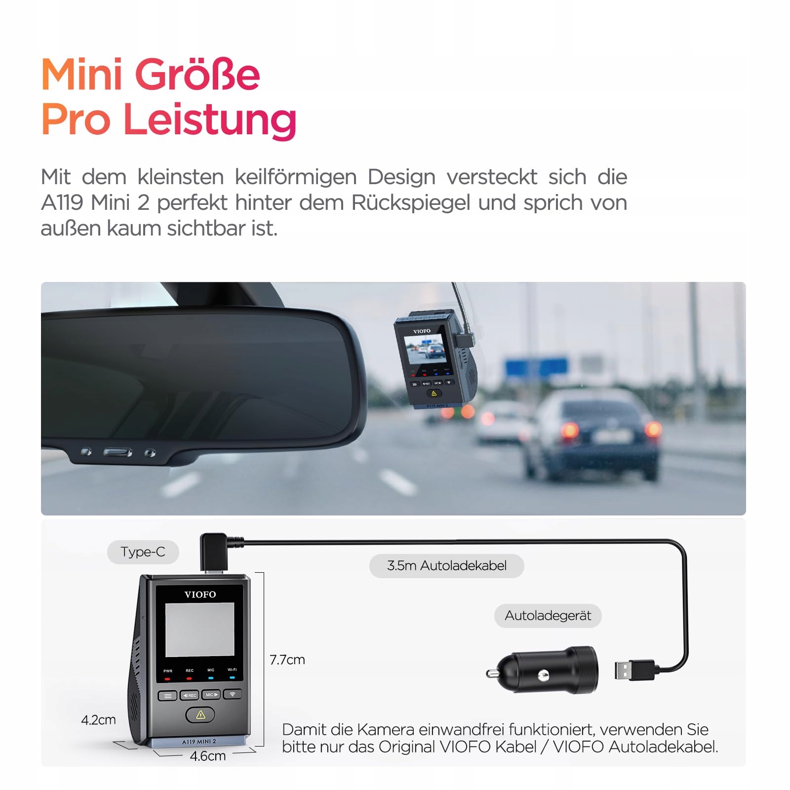 VIOFO Kamera Samochodowa A119 Mini 2 2K 60fps HDR GPS Wi-Fi STARVIS 2 — miniatura 4