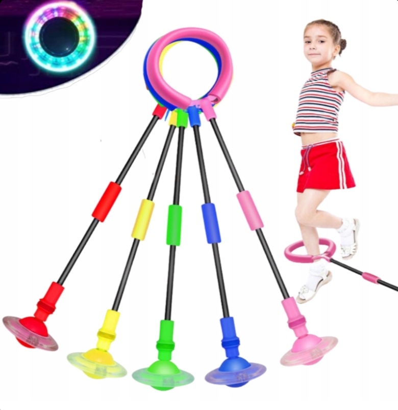 HULA HOP NA NOGĘ SKIPPER SKAKANKA MIĘKKA GUMOWA Z DIODAMI LED