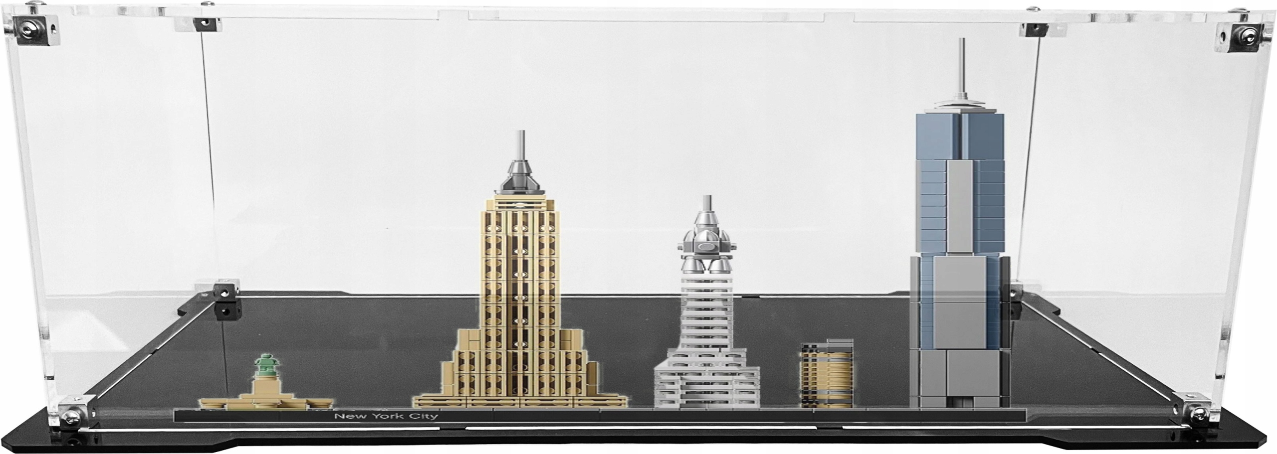 Vitrína s černou základnou pro stavebnici Lego 21028 Architecture New York
