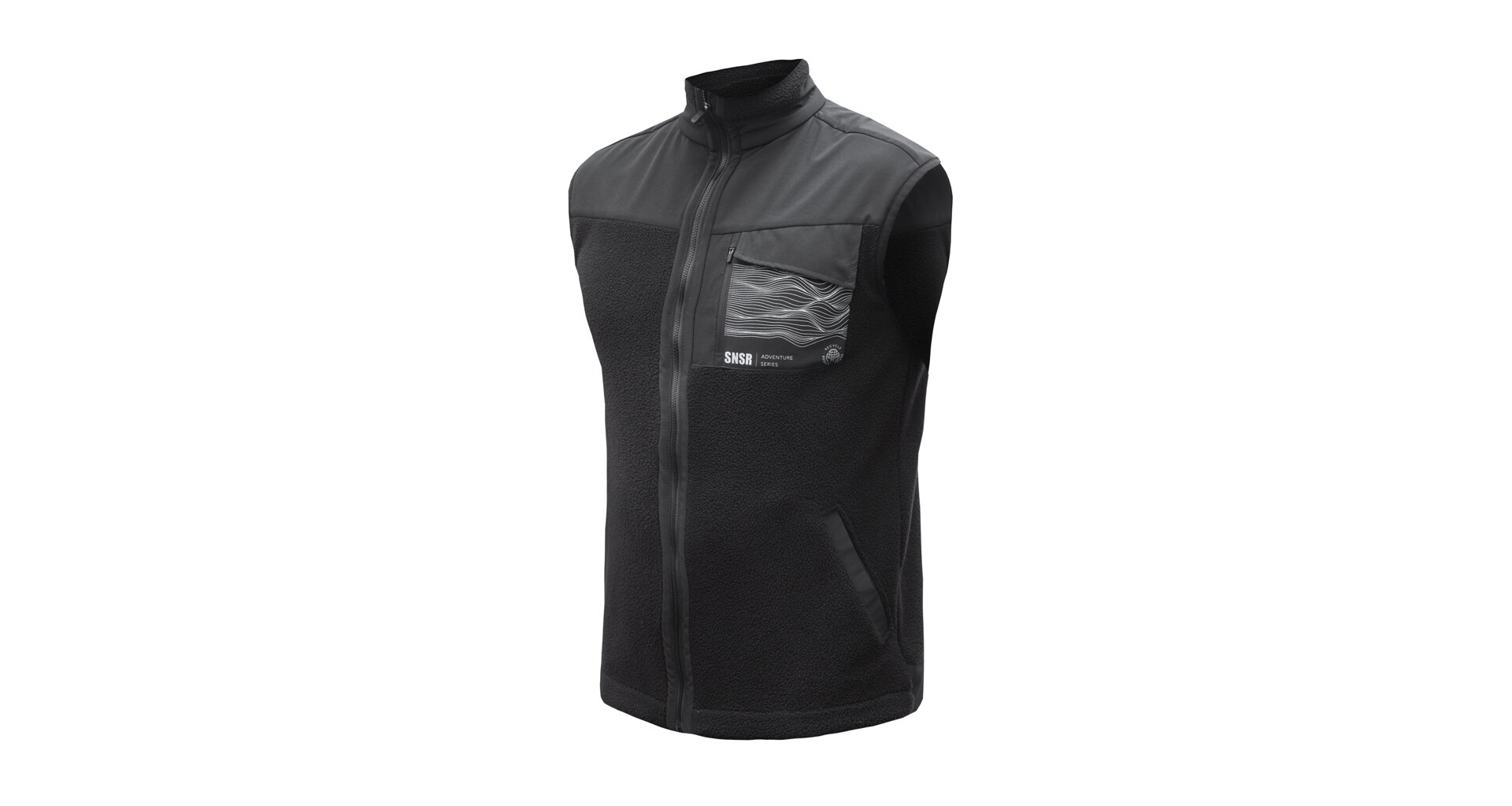 Sensor Teddy Unisex Vesta Fleece Celozip černá Velikost M