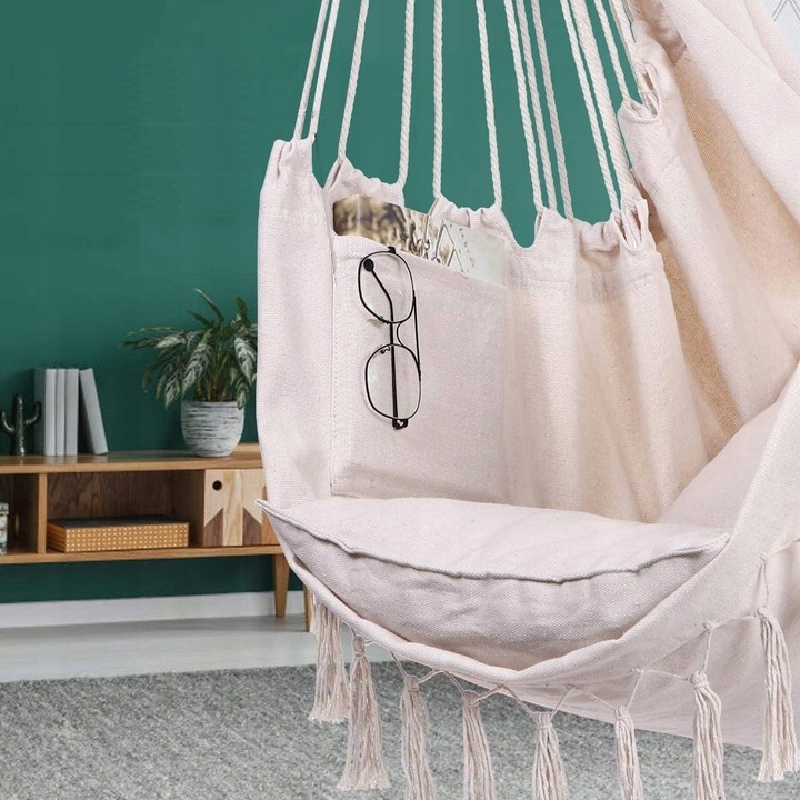 FOTEL WISZĄCY BRAZYLIJSKI HUŚTAWKA HAMAK DO POKOJU/OGRODU STYL BOHO Styl skandynawski