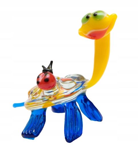 

Szklana Figurka rzeźba Żółwik Z Biedronką