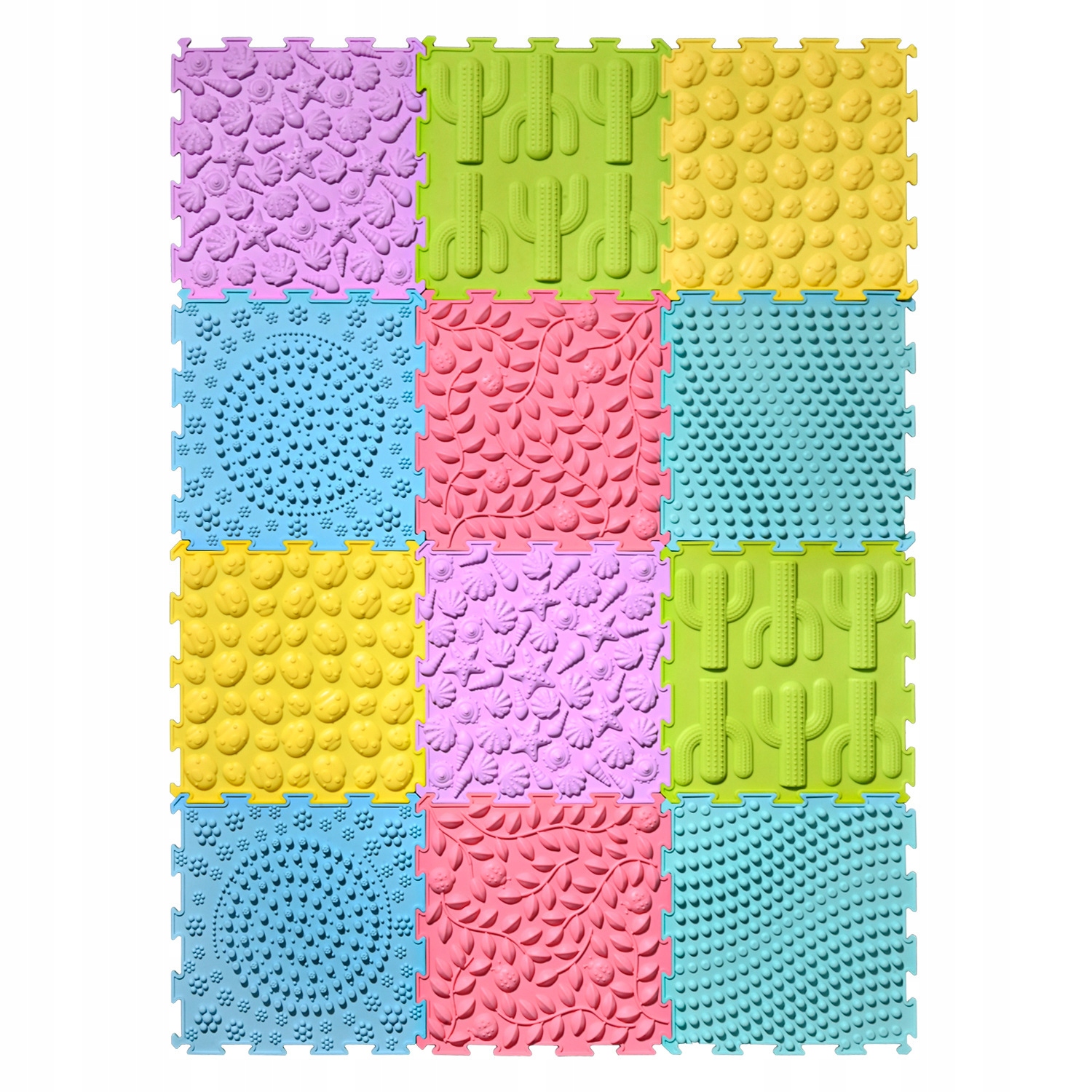Mata ortopedyczna sensoryczna zestaw 12 el. do masażu stóp Puzzle Mix 12 el