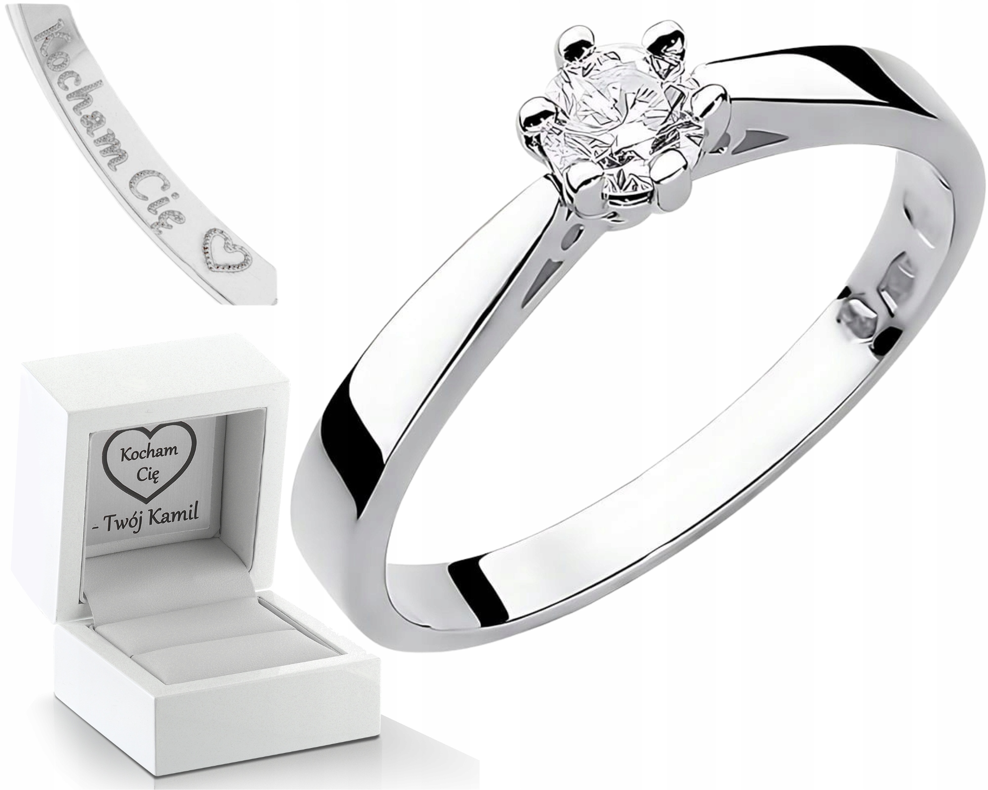 Prstýnek S Laboratorním Briliantem 0,25 Ct Bílé Zlato Gravírování