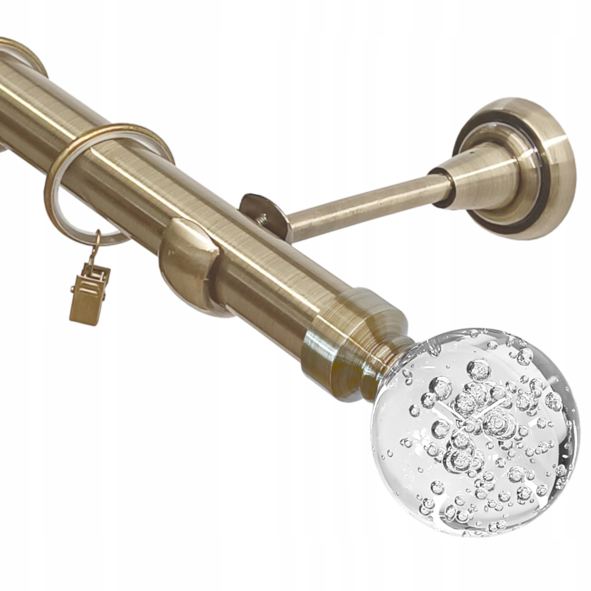 Garnýž Jednotlivá Kovová Zlatá Skleněná Koule Záclonové Tyče 25 300 CM