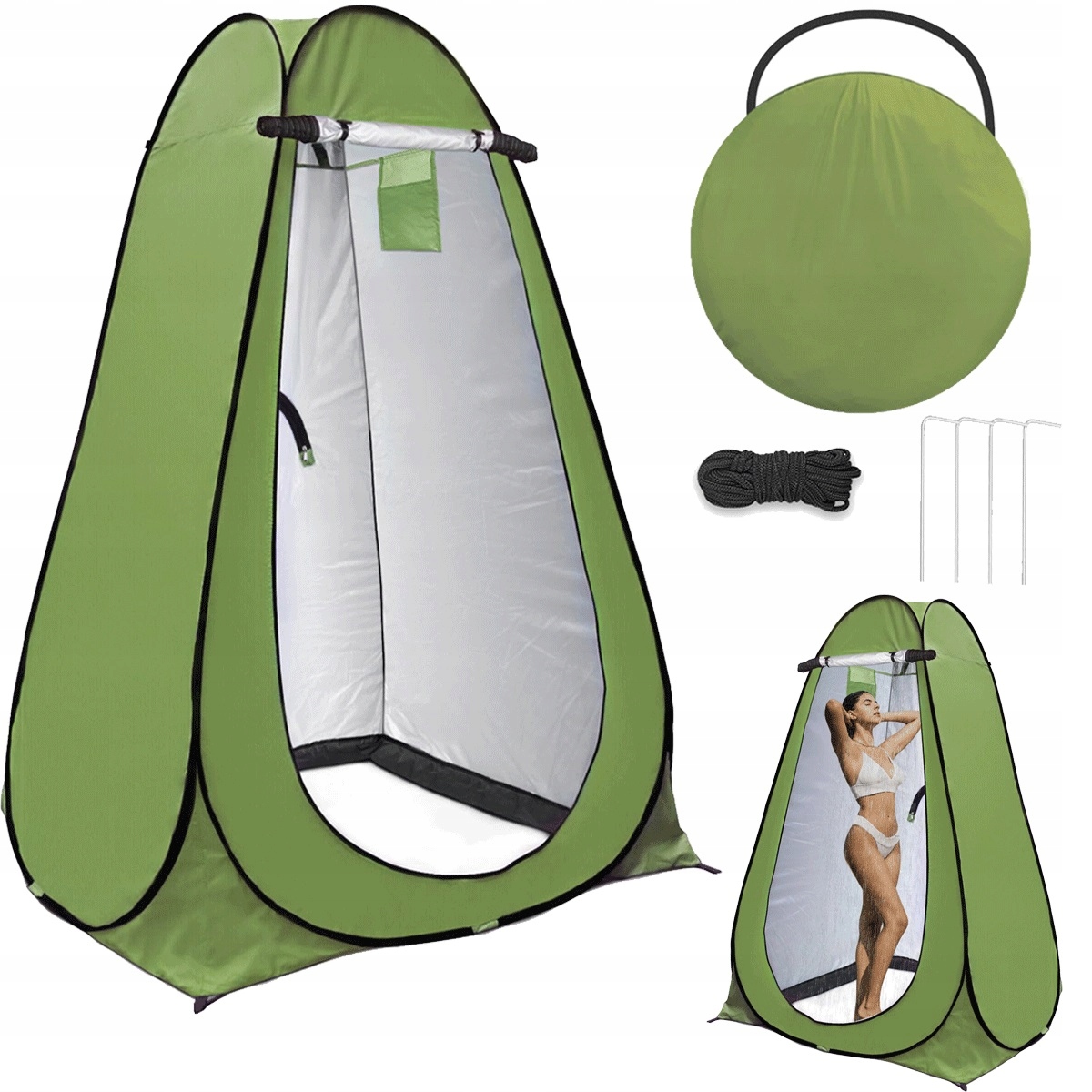 Zelený stan sprchový stan 190x120x120 cm s sluneční vrstvou