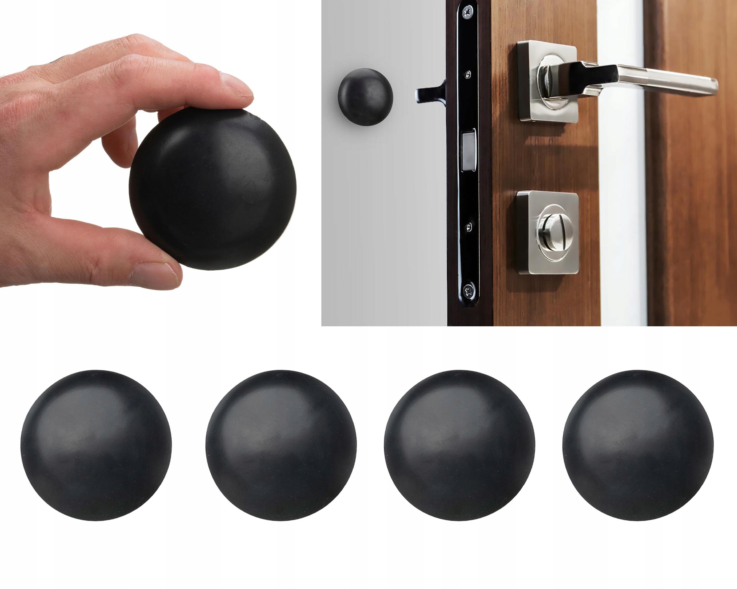 Odbojnik przyklejany na ścianę Ochronny do drzwi samoprzylepny CZARNY 4 szt