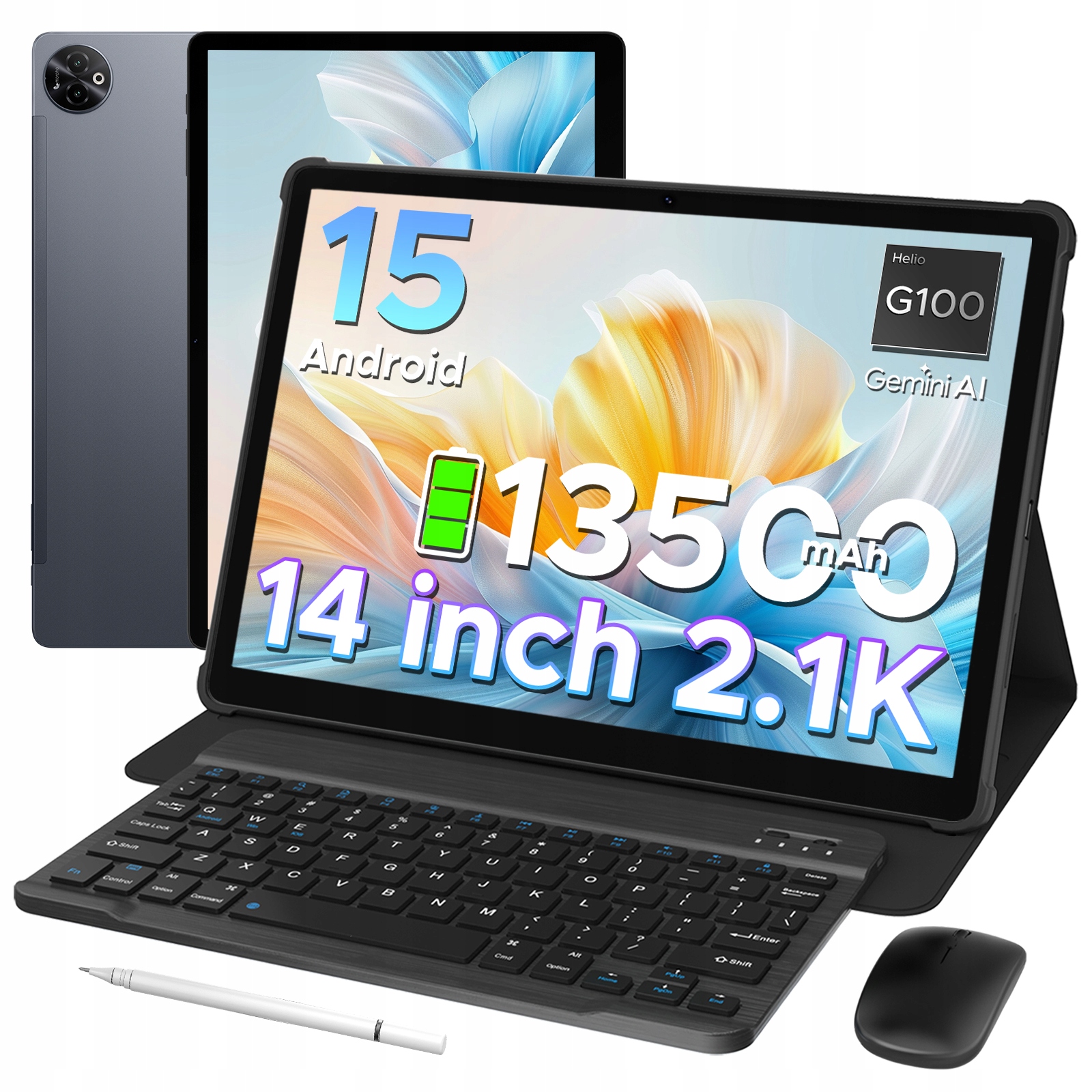 Tablet Doogee TabE3Max 14" s klávesnicí 8GB/256GB 13500mAh Android 15 šedý