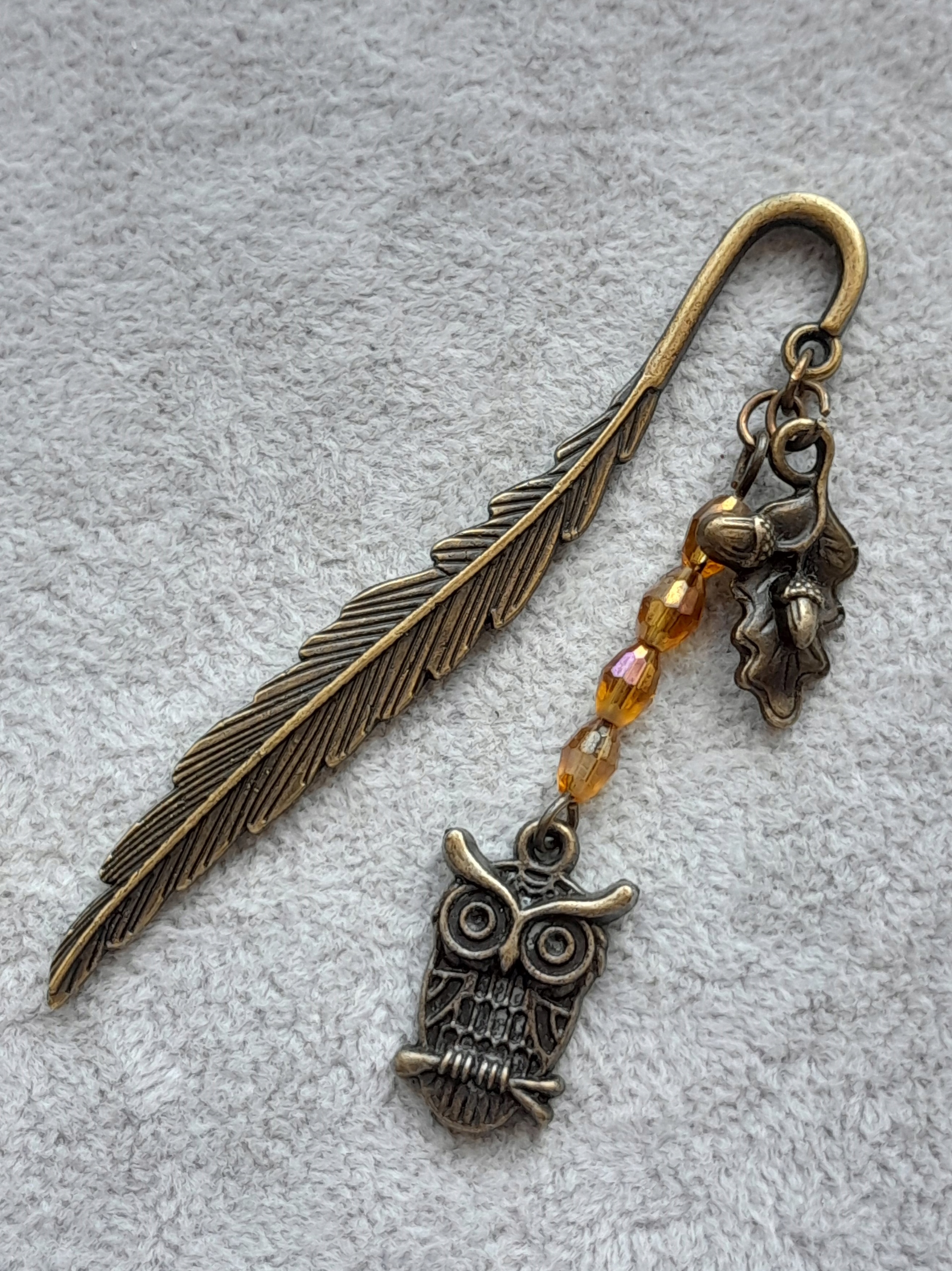 ANTYCZNA ZAKŁADKA DO KSIĄŻKI SOWA LIŚĆ DĄB ŻÓŁĄDŹ Kod producenta brak