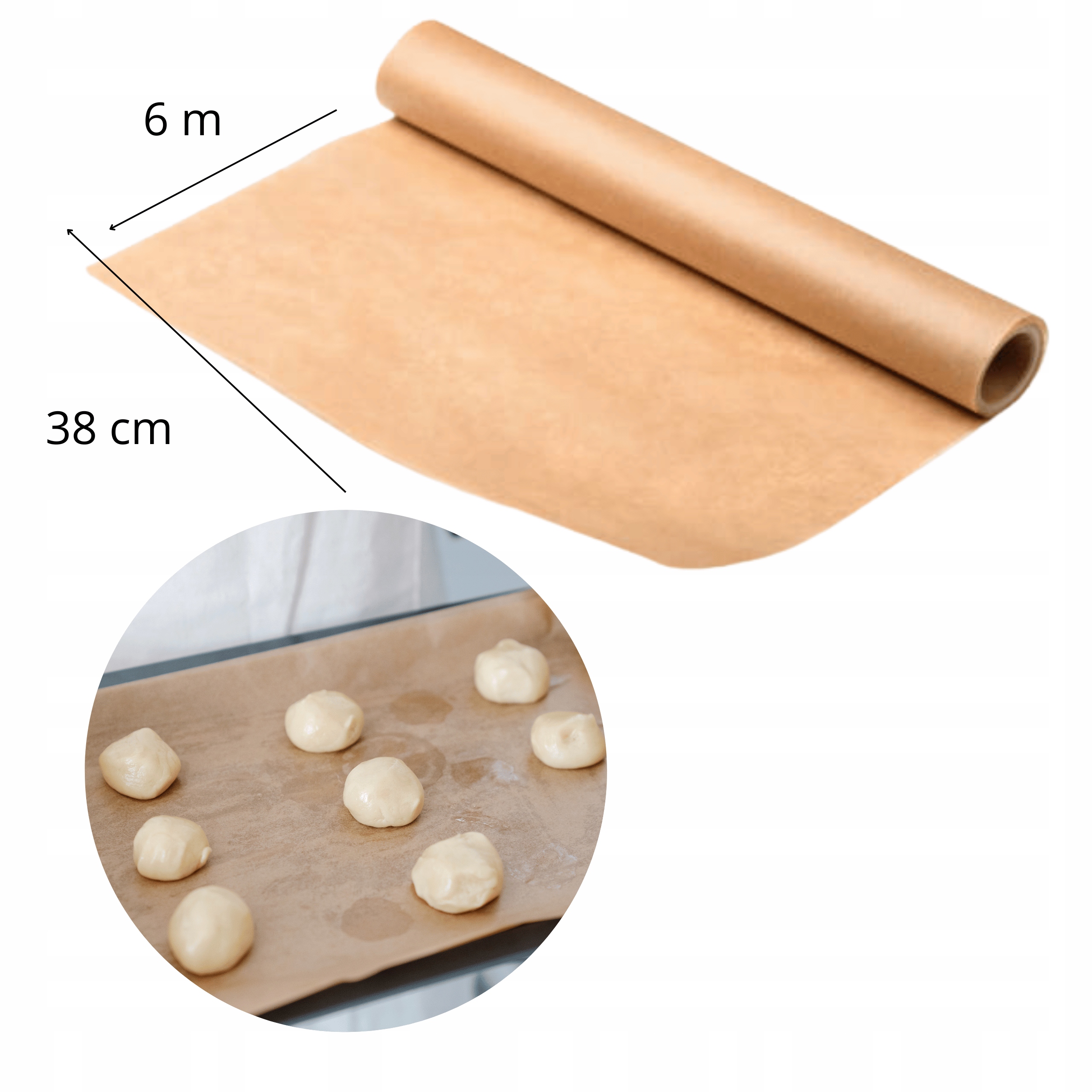 PAPIER DO PIECZENIA SILIKONOWANY 6 M 38 cm DO ZABEZPIECZENIA POLPAK Stan opakowania oryginalne