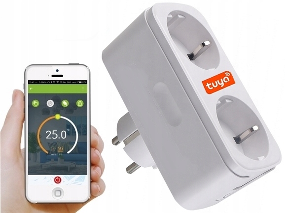 Zásuvka Dvojitá WiFi Měření Tuya Smart