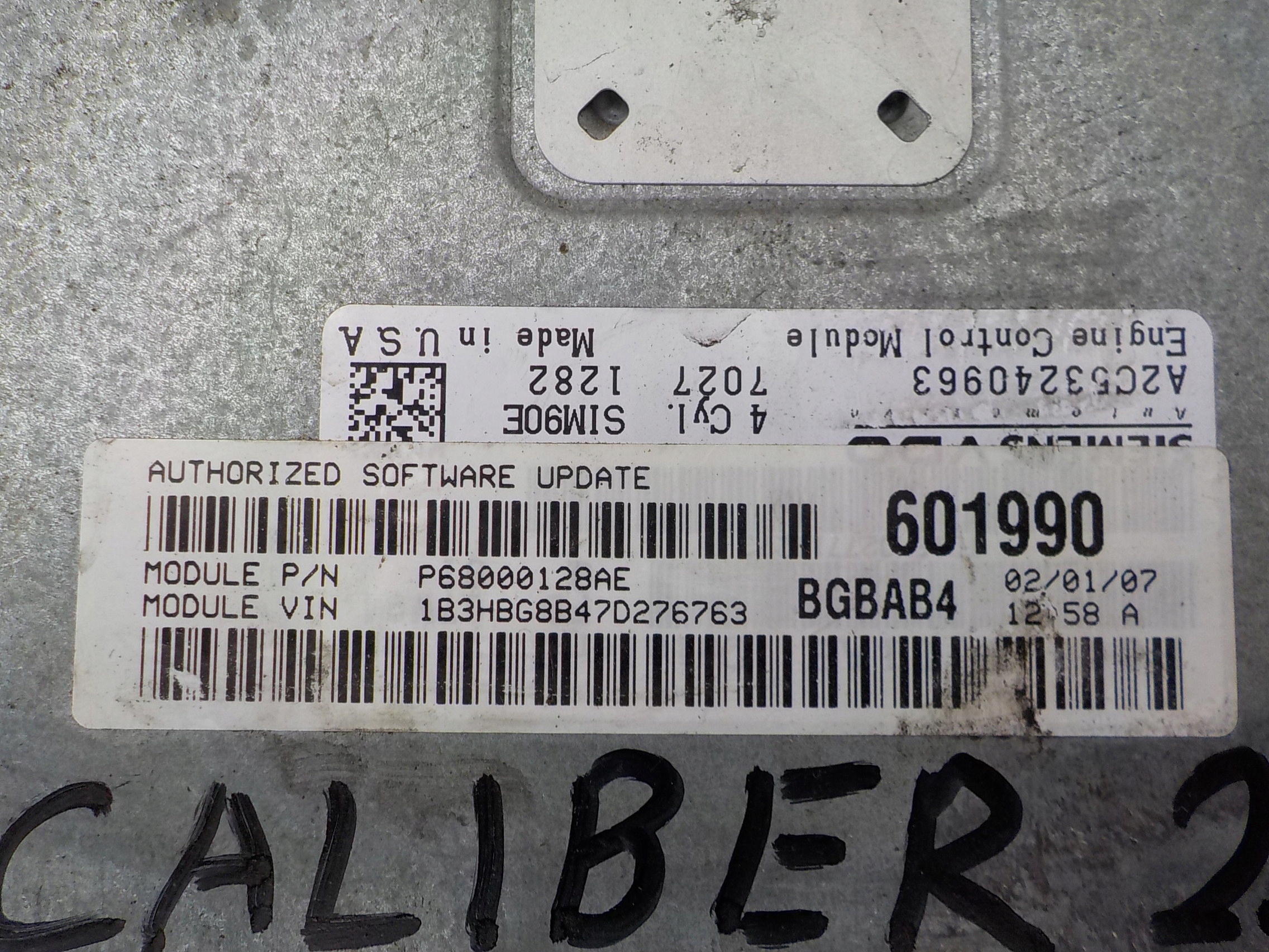 control unit of the engine dodge caliber 2,0 B P68000128AE