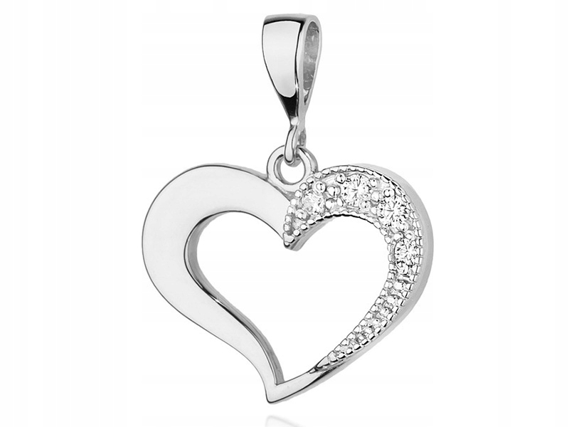 Zlatý přívěsek 585 srdce bílé zlato diamanty módní vzor jako dárek
