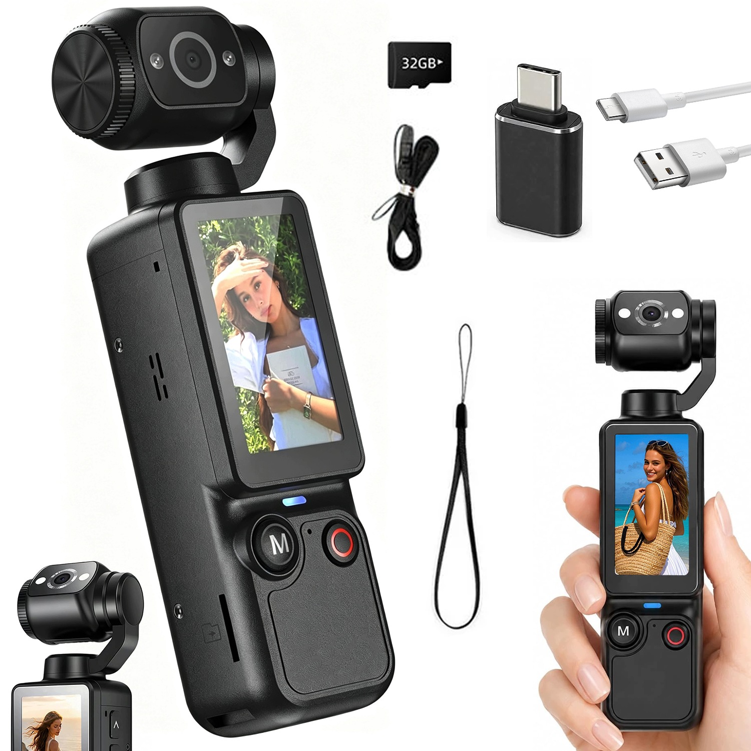 Sportovní Kamera Otočná O 180° Kapesní 2000MAH 32GB Autofocus
