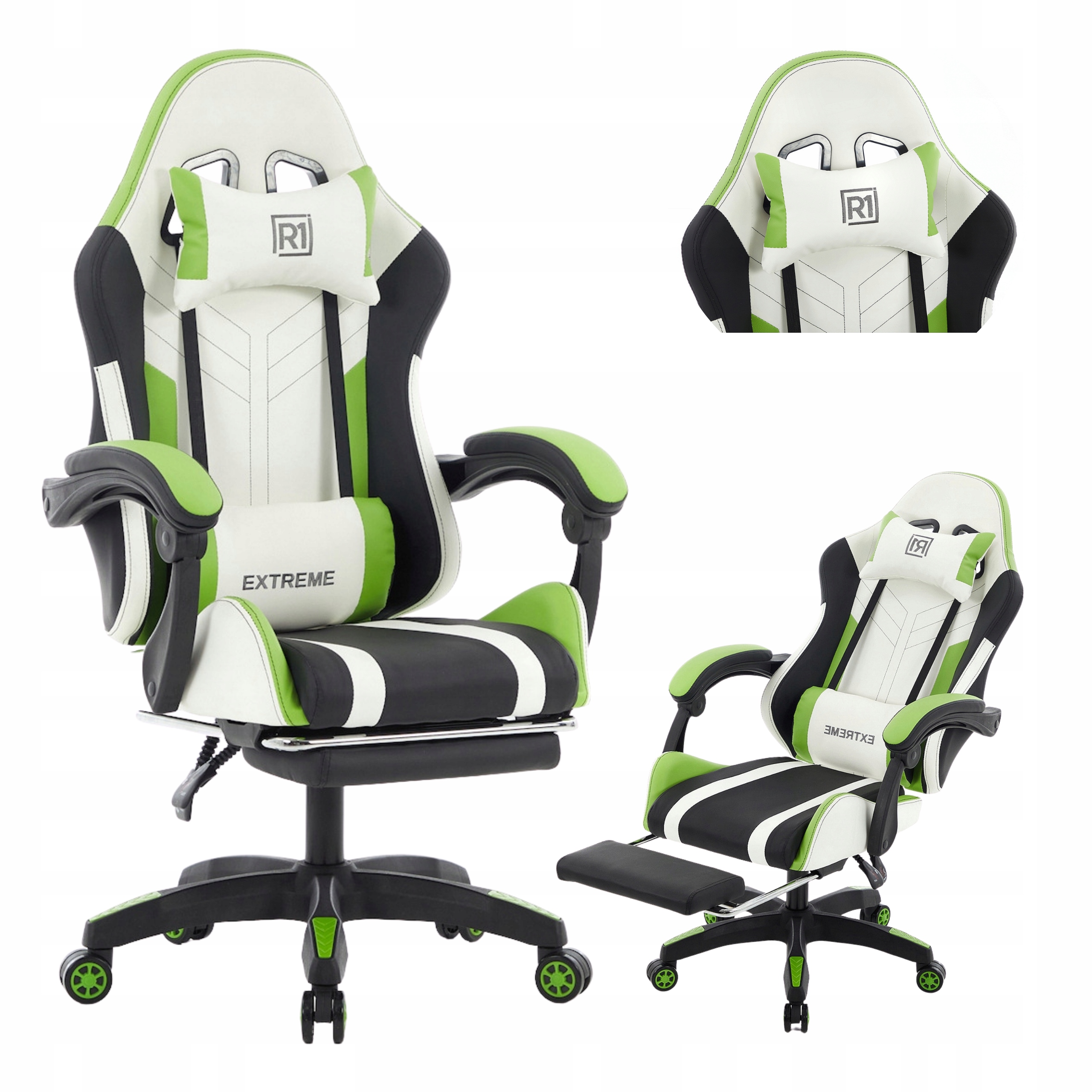 Kancelářská otočná herní židle pro hráče s podnožkou 2 Polštáře