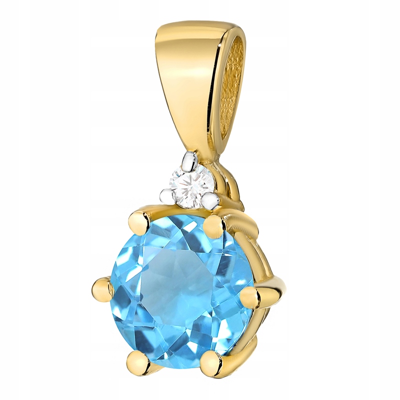 Krásný Klasický Zlatý Přívěsek Přívěsek pr. 585 s Topazem 0,50 ct 14k