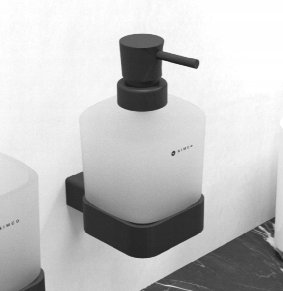 Nimco Kibo Čierna nerez dávkovač mydla, sklo, pumpa mosadz Ki-14031C-T-90