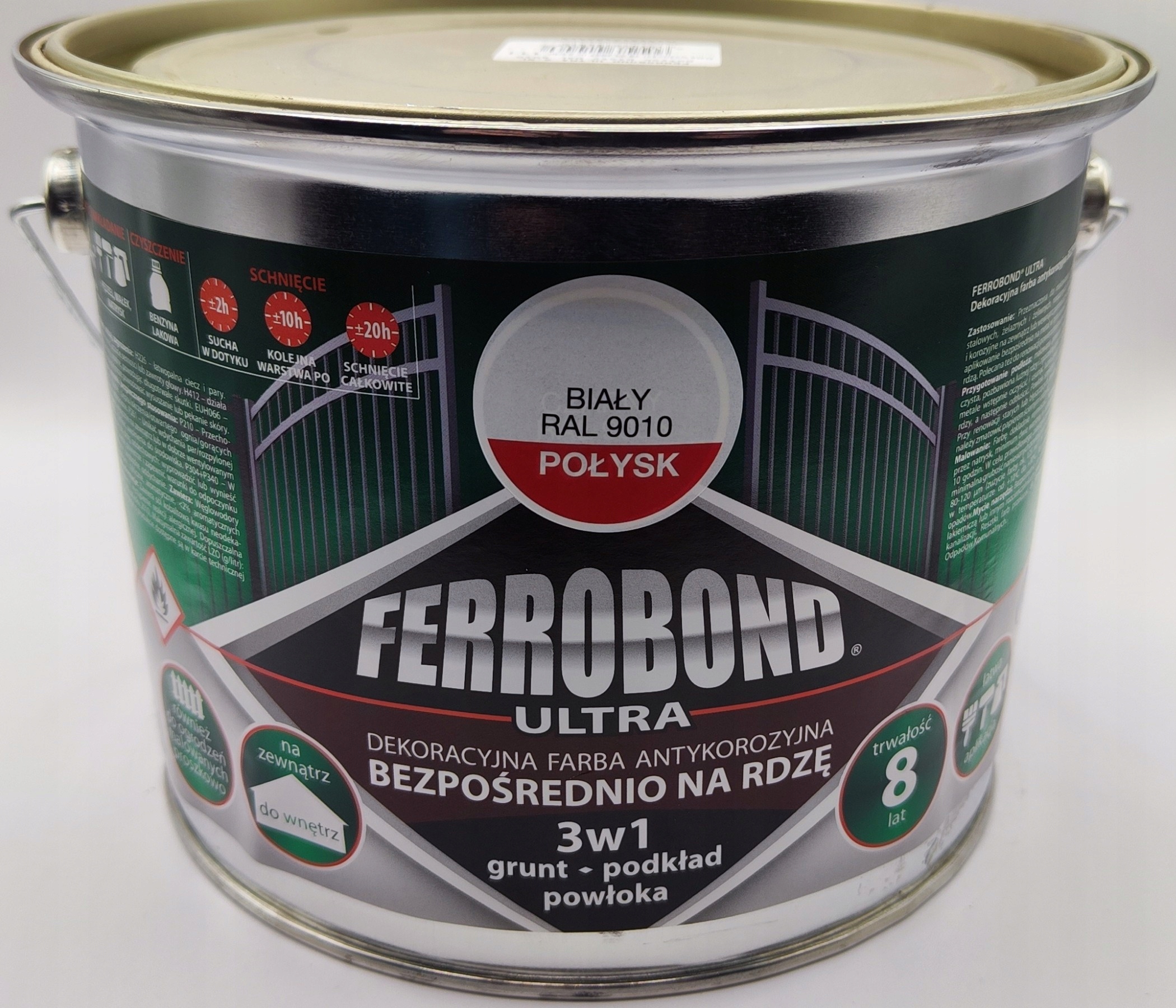 Ferrobond Ultra Biały Połysk 2,5L Ral 9010 farba antykorozyjna na rdzę