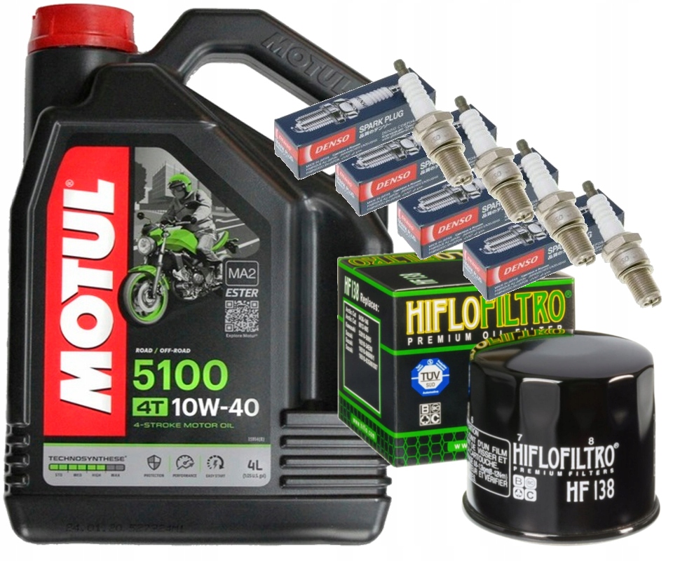 HF138 ZESTAW OLEJ MOTUL 10W40 4L FILTR ŚWIECE DENSO GSF1200 BANDIT 96-06