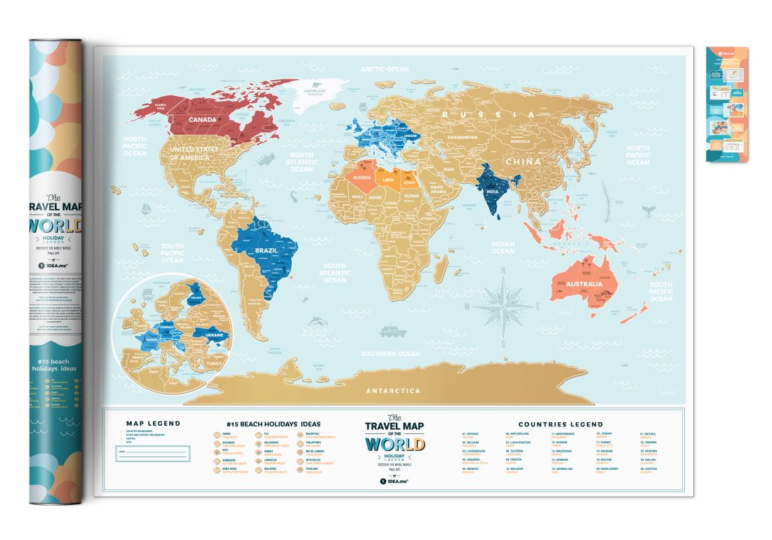 Svět Stírací Mapa Holiday Lagoon Travel Map