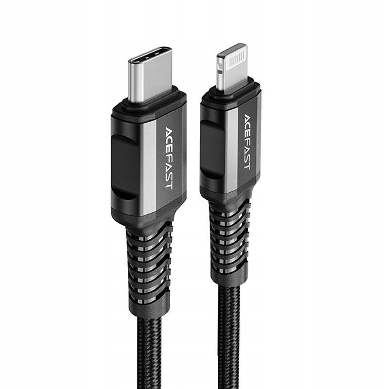 Acefast kabel Mfi Usb Typ C Lightning 1,2m, 30W, 3A czarny (C1-01 black)