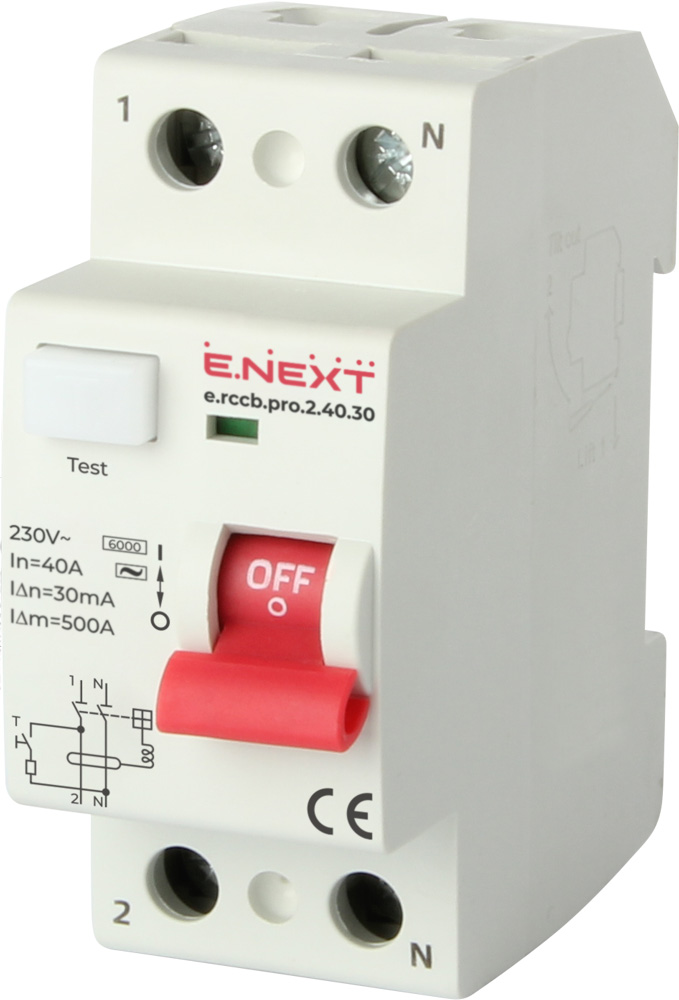 Proudový Spínač Diferenciál Rcd 2P 2-PÓLOVÝ 40A 30MA