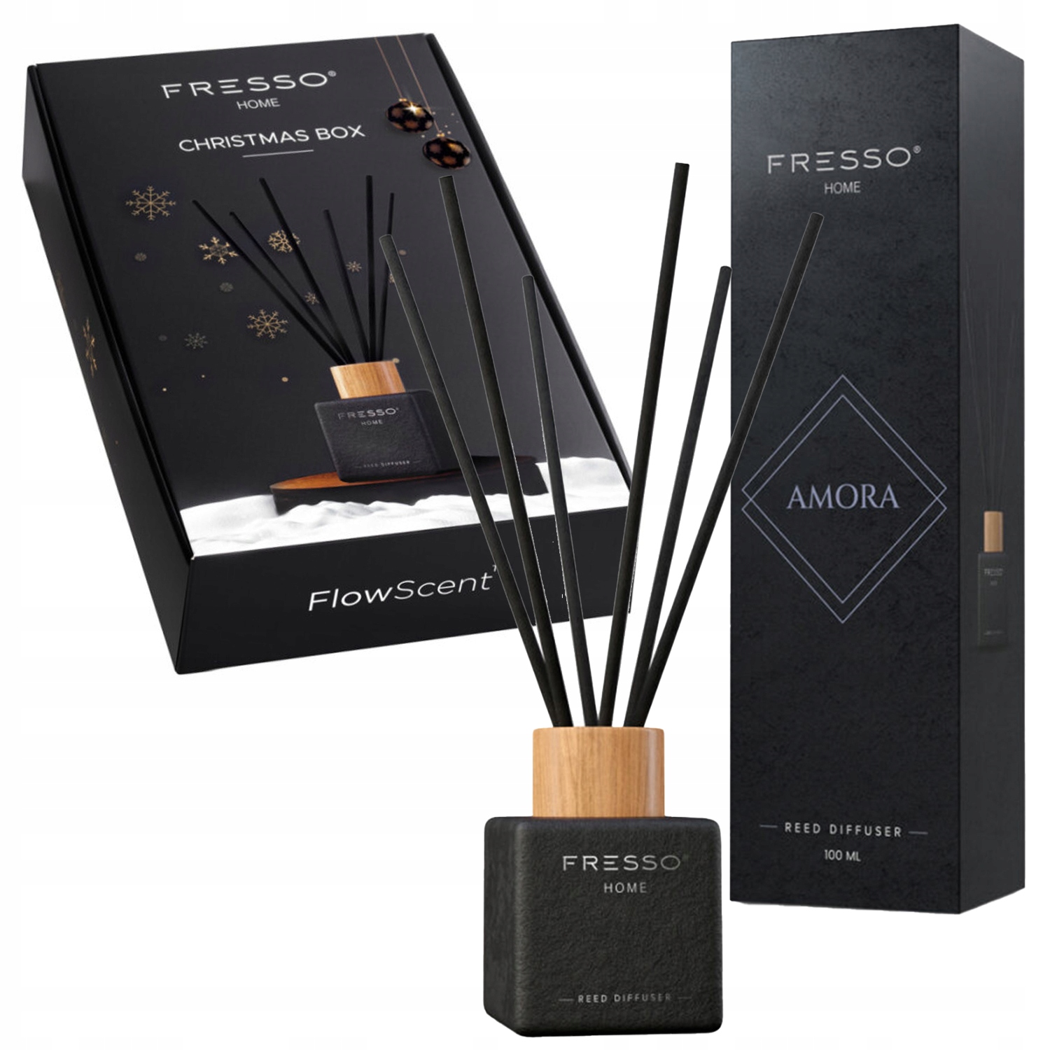 Levně Fresso Gift Box Christmas 2x Difuzér s vůní Amora 100 ml tyčinky s vůní