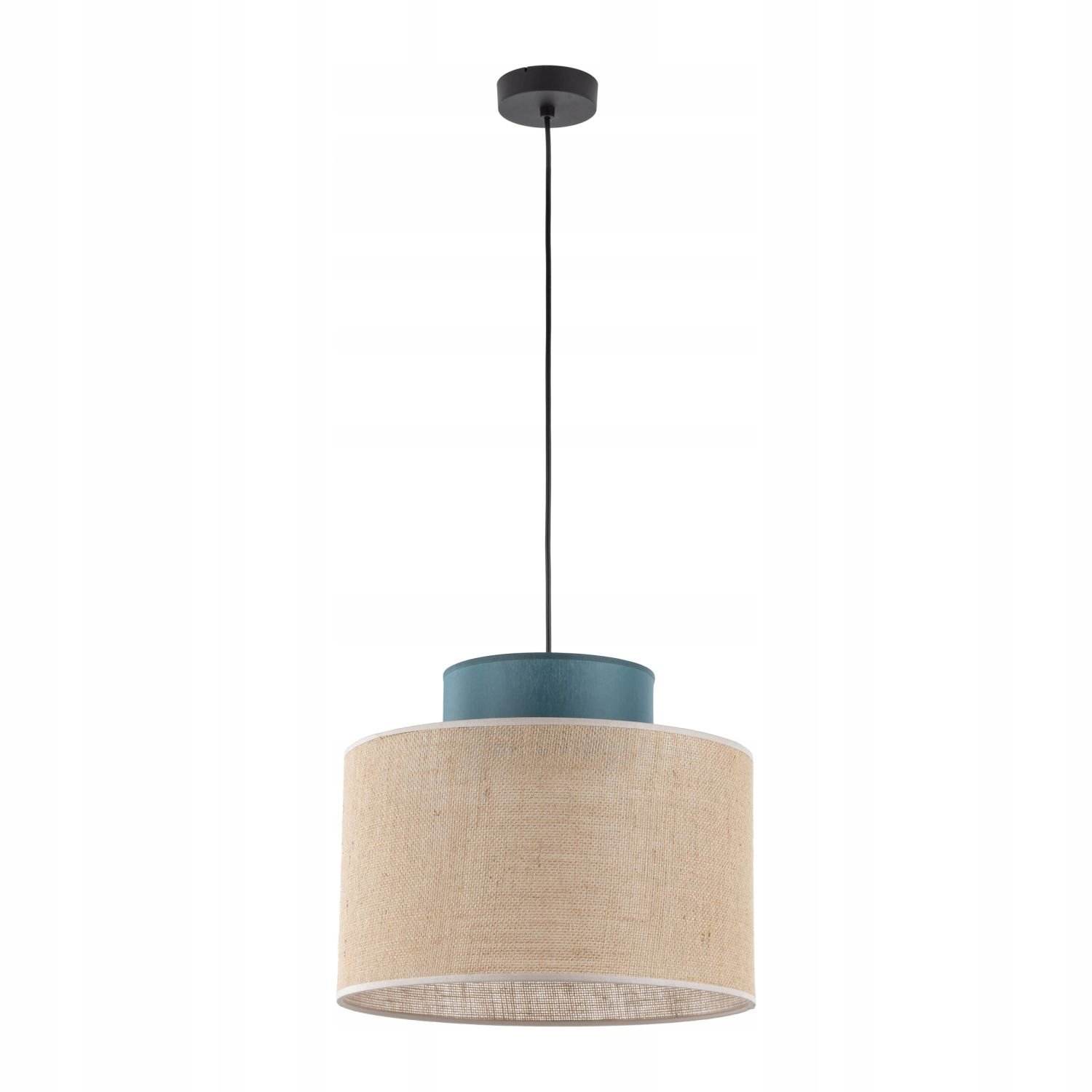 Závěsná lampa s jutovým stínítkem do ložnice obývacího pokoje v boho stylu
