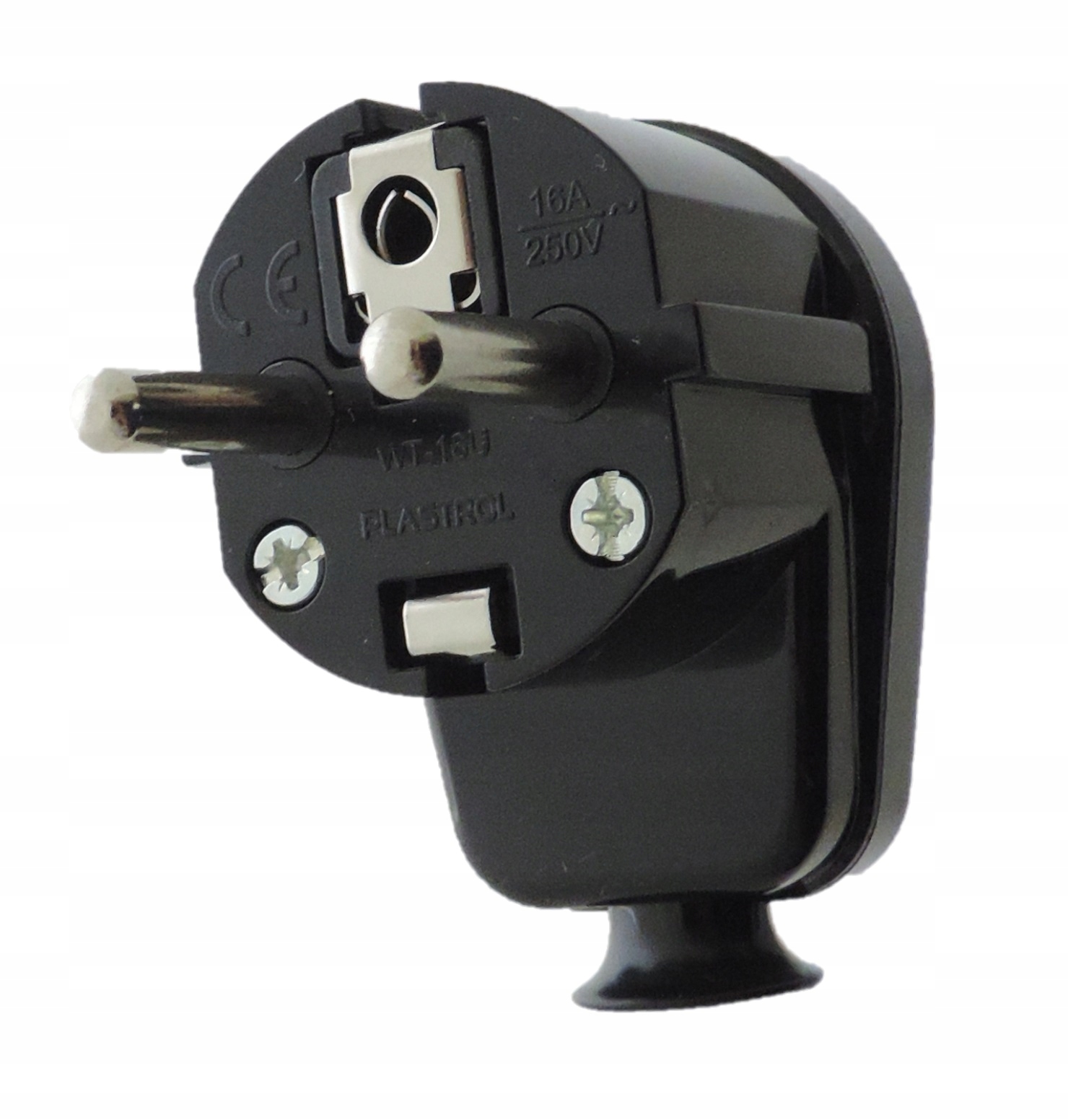 WTYCZKA SIECIOWA KĄTOWA CZARNA Z/U 250V 16A Marka Plast-Rol