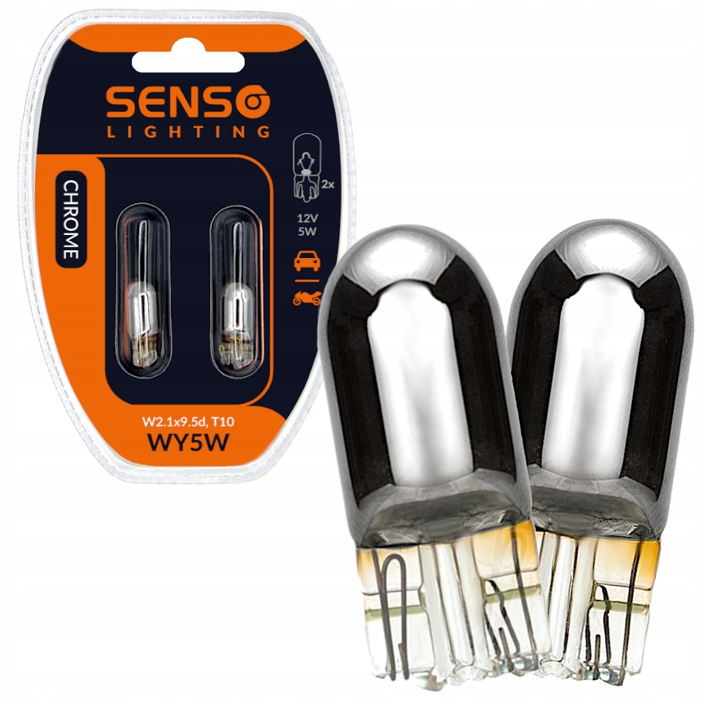 2x Żarówka Senso WY5W W5W Pomarańczowe Chromowana