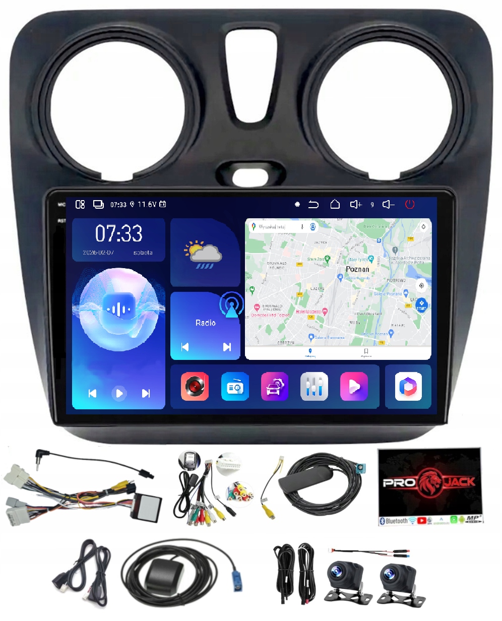 Gps Rádio Android Bt Dacia Dokker Lodgy 2012-2020 Carplay Usb 6GB 128GB Sim
