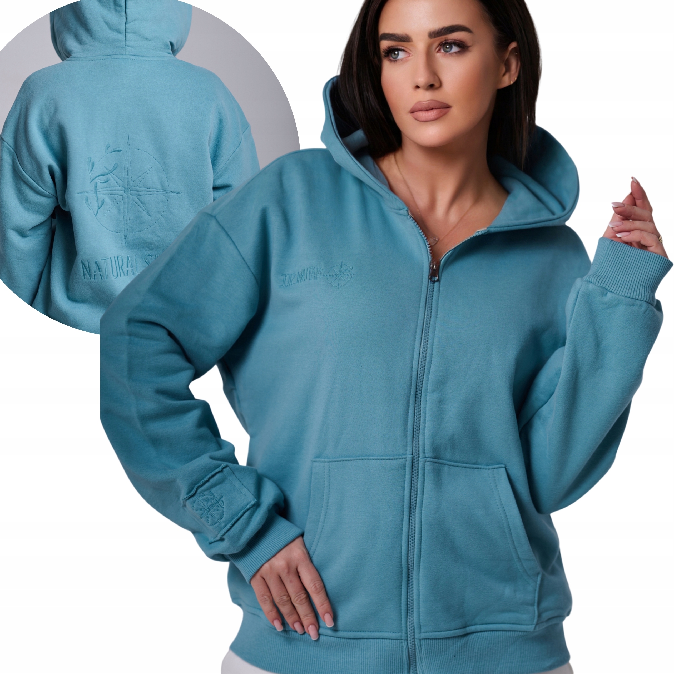 Dámská Mikina s kapucí výšivka Premium máta M/L