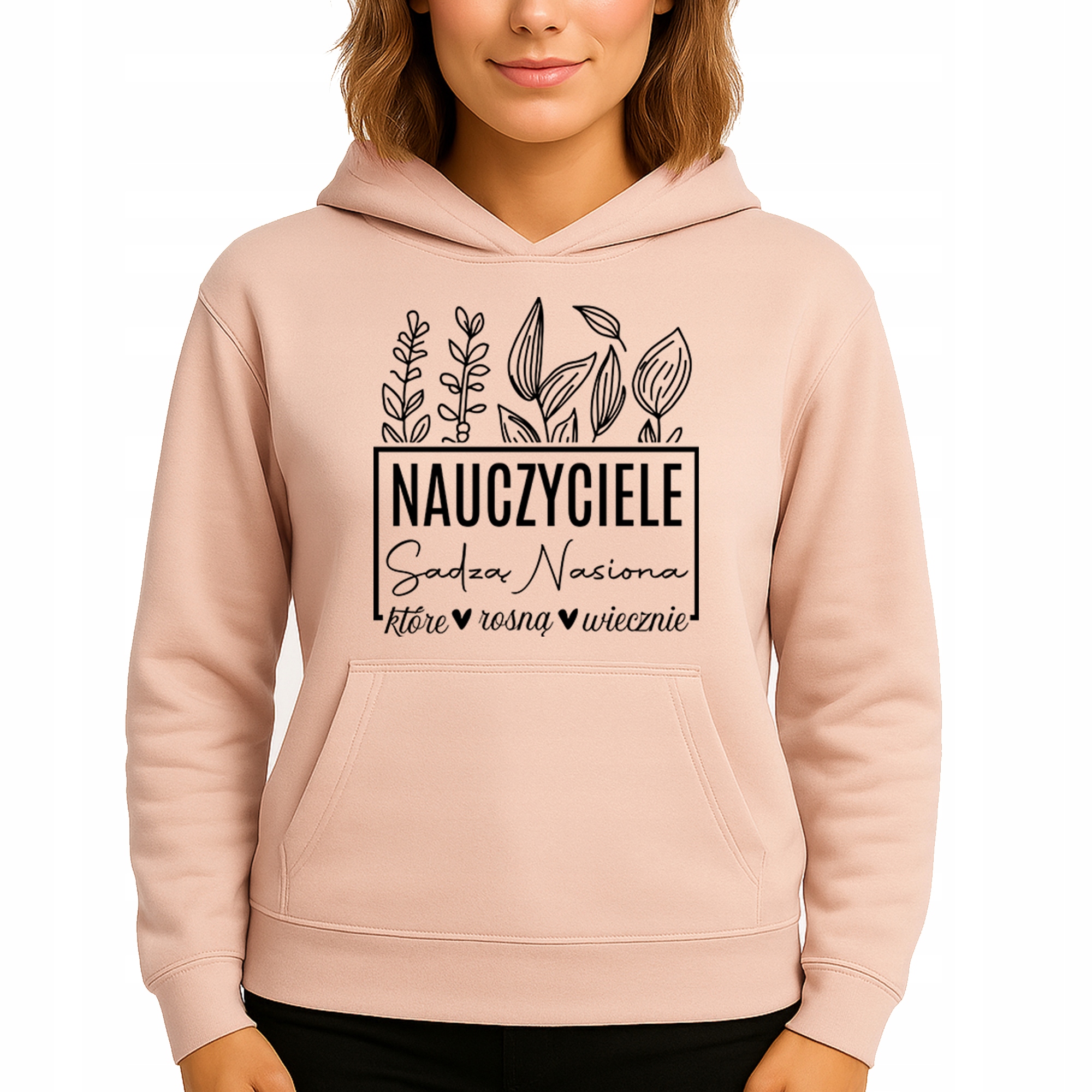 Mikina Broskvová Hoodie S Kapucí Učitelé vysazují semena S