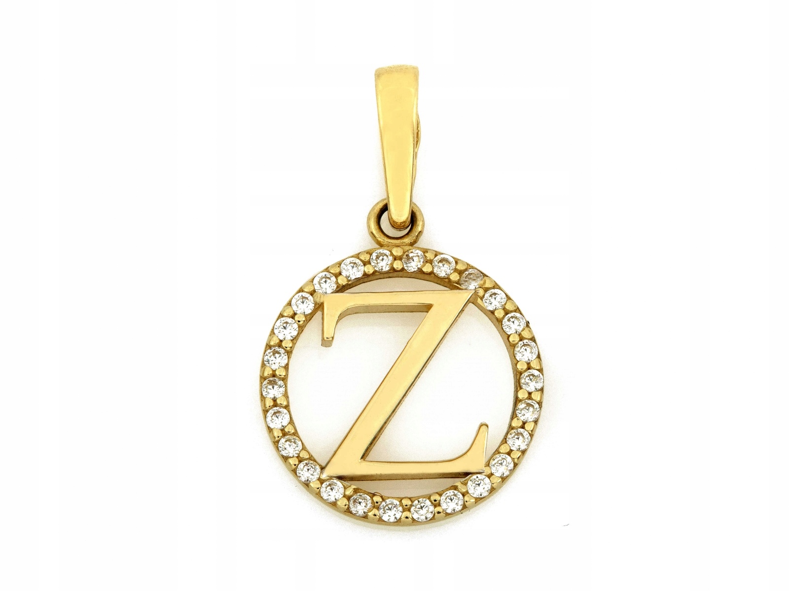 Zlatý přívěsek 585 písmenko v prstenu 14kt z bílých zirkonů S písmenem 0.83g