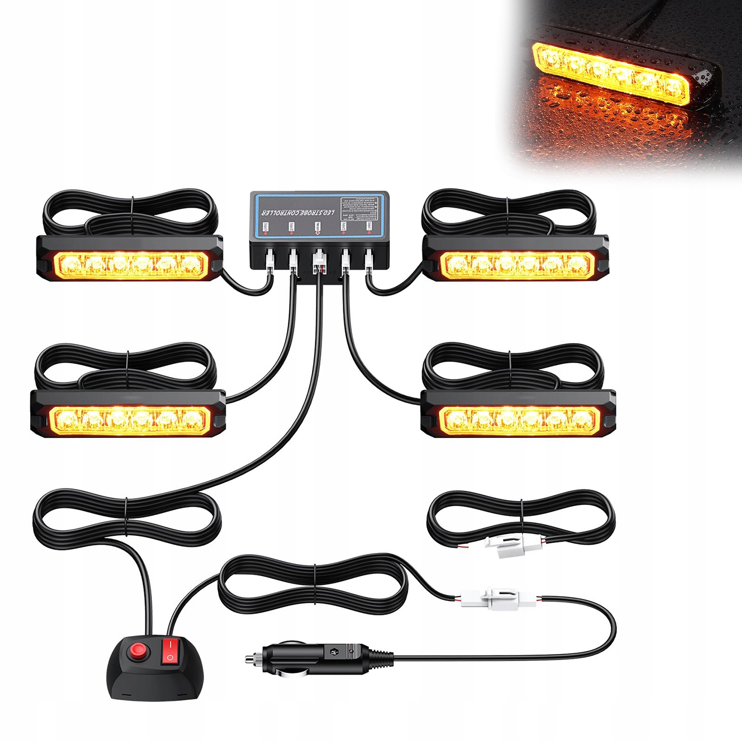 12V Led 4x Výstražné Lampy Stroboskop Pomoc Autopřepravník