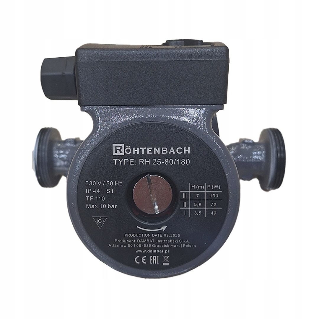 Cirkulačná pumpa Rohtenbach RH25-80/180 130W 3 rýchlosti pre pitnú vodu