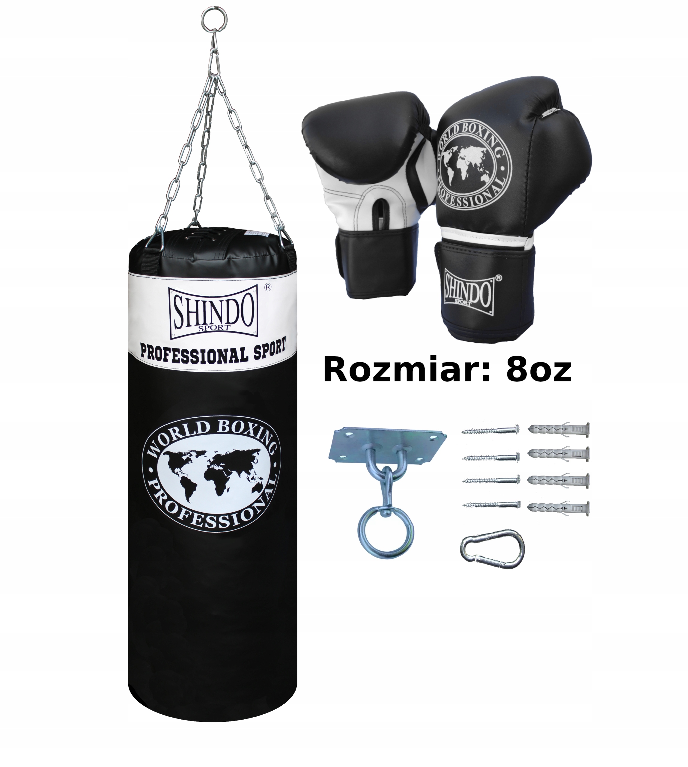 Profesionální Tréninkový Boxovací Pytel 90 CM Bílá Rukavice Upevnění