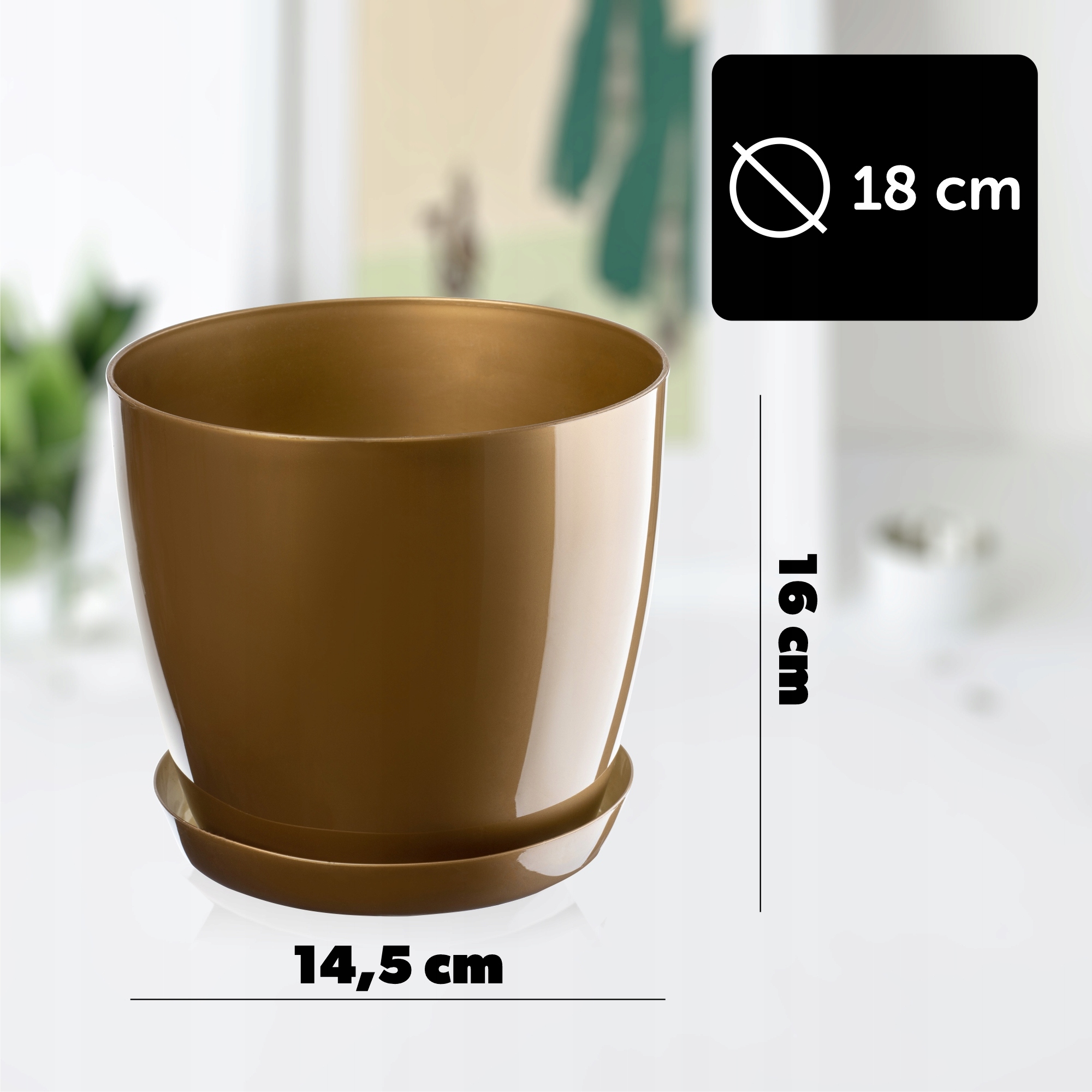 DONICZKA OSŁONKA NA KWIATY PODSTAWKA ZŁOTA 18cm Marka Kadax