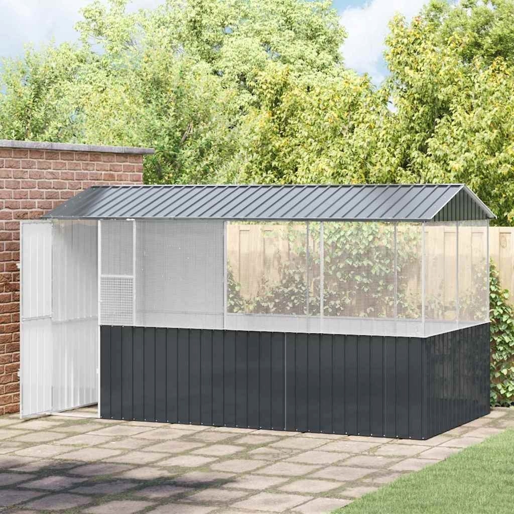 Klec pro ptáky antracitová 215 x 78 x 200 cm. Vyrobeno z galvanizované oceli
