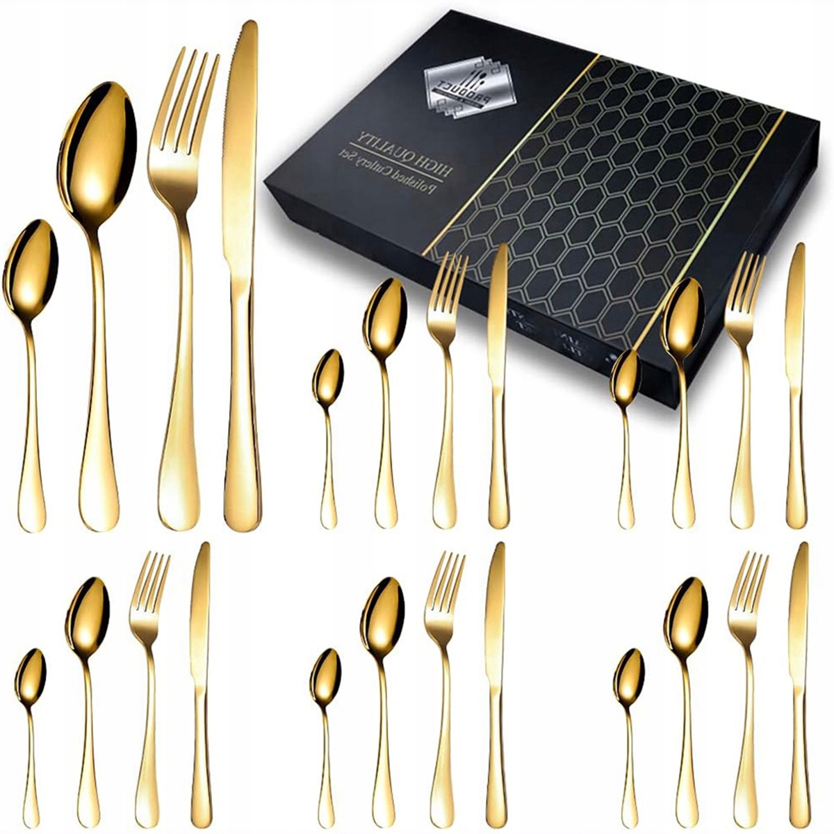 Sada Příborů 24 Ks Nerezová Ocel Stolní Nádobí Vidlička Lžíce Nůž