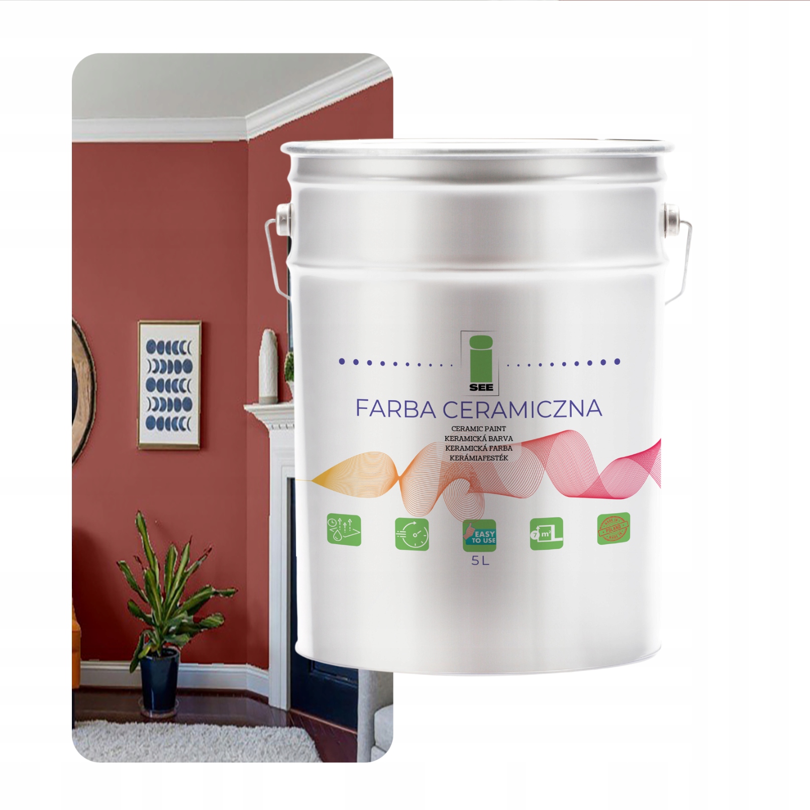 Keramická Farba Na Stenu Umývateľná, Ružovo-bordová, 5 L, Odolná Voči Škvrnám