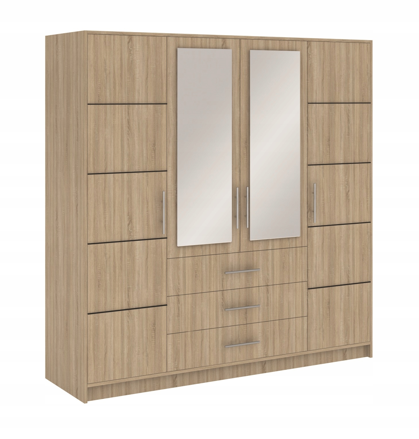 

Szafa 4-drzwiowa z półkami drążkiem lustrem sonoma