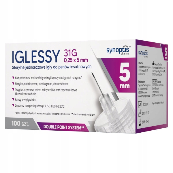 

31G 5 mm Iglessy sterylne igły do penów 100 sztuk