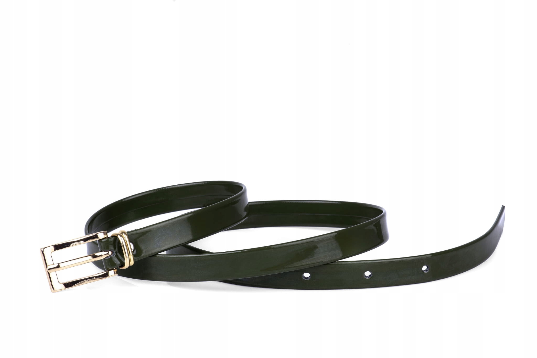 

Pasek damski klasyczny khaki lakier 1,5 cm